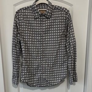 Vintage Italian Stylish Black and White Geometric Men's Shirt